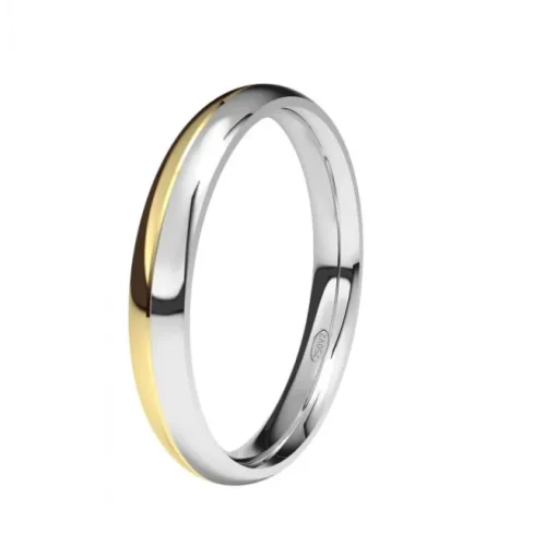 Alianza de Boda "Bicolor" de Oro Amarillo y Oro Blanco Brillo 18 Quilates 3 mm
