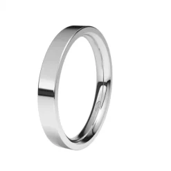 Alianza de Boda "Forma D" de Oro Blanco Brillo 18 Quilates 3 mm