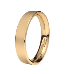 Alianza de Boda "Forma D" de Oro Rosa Satinado 18 Quilates 4 mm
