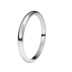 Alianza de Boda "Media Caña" de Oro Blanco Brillo 18 Quilates 2 mm