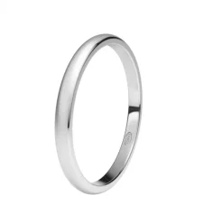 Alianza de Boda "Media Caña" de Oro Blanco Satinado 18 Quilates 2 mm