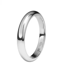 Alianza de Boda "Media Caña" de Oro Blanco Brillo 18 Quilates 3 mm