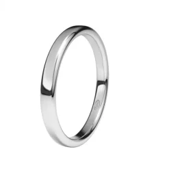 Alianza de Boda "Oval" de Oro Blanco Brillo 18 Quilates 2.5 mm