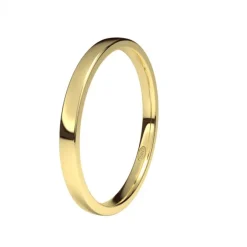 Alianza de Boda "Plana" de Oro Amarillo Brillo 18 Quilates 2 mm