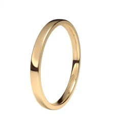 Alianza de Boda "Plana" de Oro Rosa Brillo 18 Quilates 2 mm