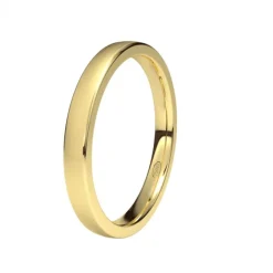 Alianza de Boda "Plana" de Oro Amarillo Satinado 18 Quilates 2.5 mm