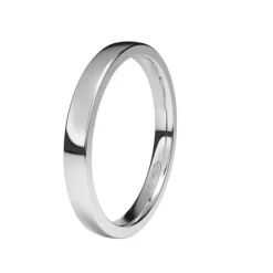 Alianza de Boda "Plana" de Oro Blanco Brillo 18 Quilates 2.5 mm