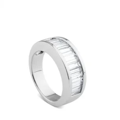 Anillo Media alianza de oro blanco  y diamantes en talla baguette de 2,03 quilates
