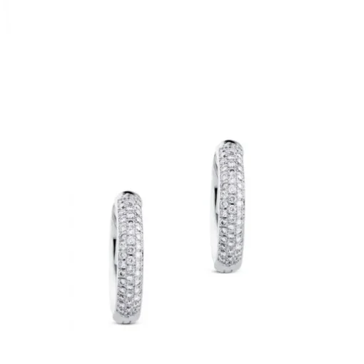 Aros de oro blanco con pavé de diamantes (2 cm)