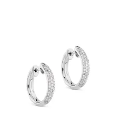 Aros de oro blanco con pavé de diamantes (2 cm)