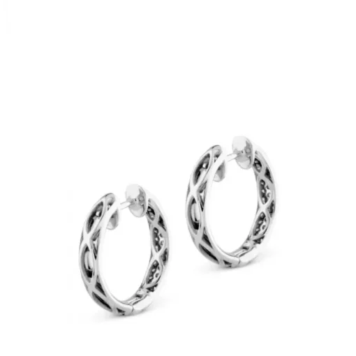 Aros de oro blanco con pavé de diamantes (2 cm)