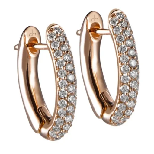 Aros de oro rosa con pavé de diamantes
