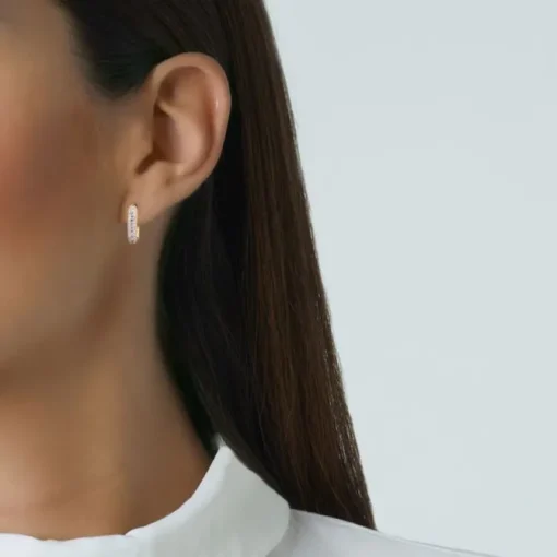 Aros de oro rosa con pavé de diamantes