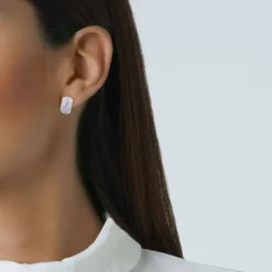 Aros pequeños de oro blanco con diamantes | Chocrón Joyeros