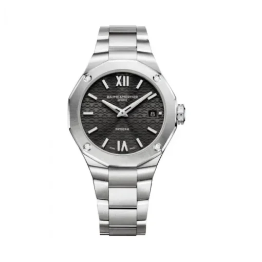Baume et Mercier Riviera esfera negra caja con diamantes 36mm