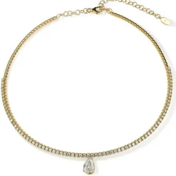 Choker oro amarillo con brillantes y diamante talla pera yellow