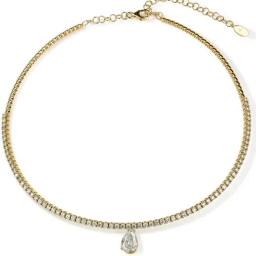 Choker oro amarillo con brillantes y diamante talla pera yellow