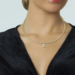 Choker oro amarillo con brillantes y diamante talla pera yellow