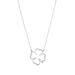 Colgante cLOVEr  de oro blanco con diamantes 20 mm