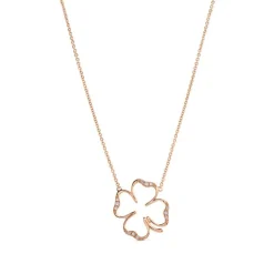 Colgante cLOVEr de oro rosa con diamantes 20 mm