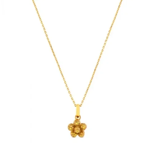 Colgante de oro amarillo con flor de pavé de diamantes