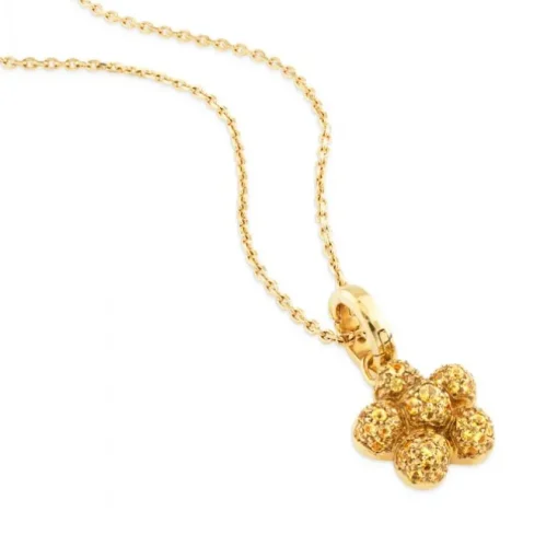 Colgante de oro amarillo con flor de pavé de diamantes