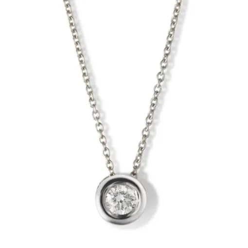 Colgante de oro blanco con diamante en chatón