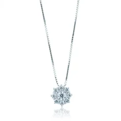 Colgante de oro blanco con rosetón de diamantes