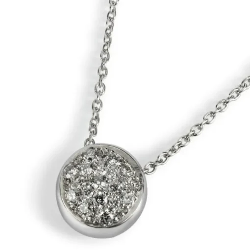 Colgante de oro blanco con círculo de pavé de diamantes