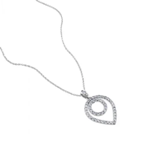 Colgante de oro blanco con diamantes estilo pera
