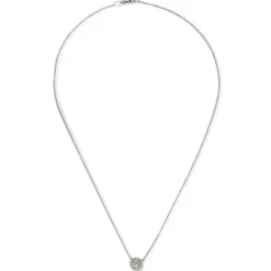 Colgante de oro blanco con diamante y orla de diamantes