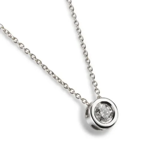 Colgante de oro blanco con diamante en chatón