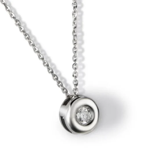 Colgante de oro blanco con diamante en chatón 0.19 quilates