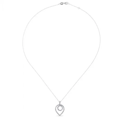 Colgante de oro blanco con diamantes estilo pera
