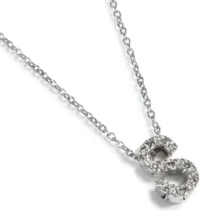 Colgante letra "S" de oro blanco con diamantes