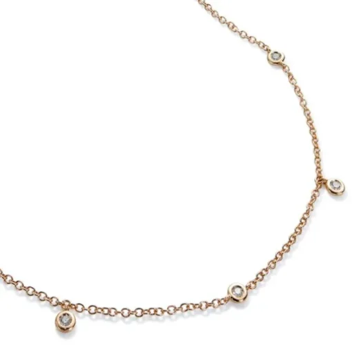 Colgante "Shiny Drops" oro rosa con 3 diamantes al aire en chatón