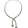Collar de oro blanco con diamantes talla brillante, baguettes y dos diamantes triangulares