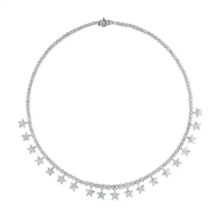 Collar Riviere de oro blanco con estrellas de diamantes