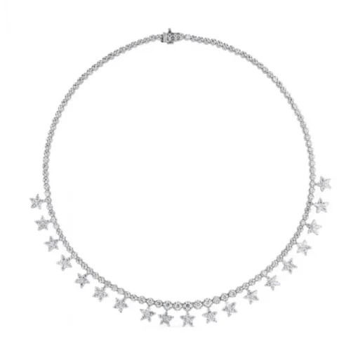 Collar Riviere de oro blanco con estrellas de diamantes