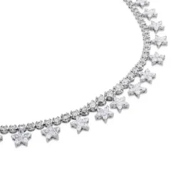 Collar Riviere de oro blanco con estrellas de diamantes