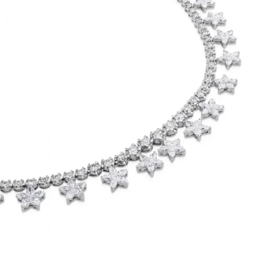 Collar Riviere de oro blanco con estrellas de diamantes