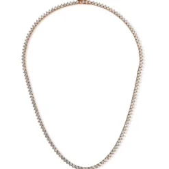 Collar Riviere de oro rosa con diamantes engastados de 3 garras