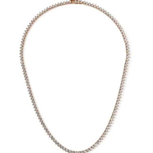 Collar Riviere de oro rosa con diamantes engastados de 3 garras