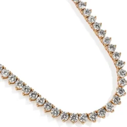 Collar Riviere de oro rosa con diamantes engastados de 3 garras