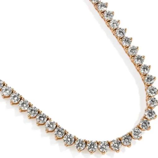Collar Riviere de oro rosa con diamantes engastados de 3 garras