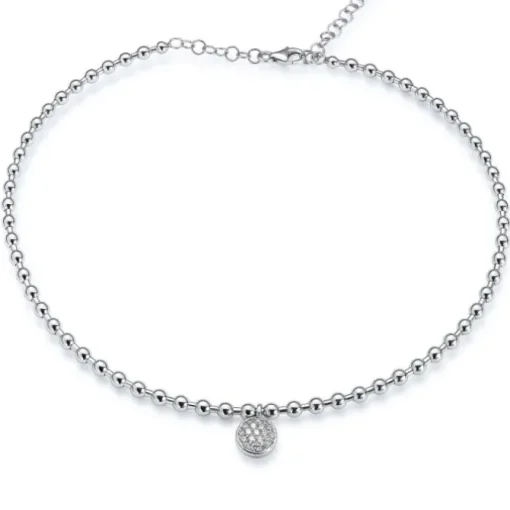 Gargantilla choker "Bubbles" de oro blanco con círculo de diamantes