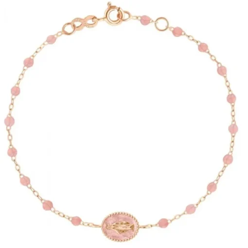 gigiCLOZEAU pulsera con virgen de oro rosa color blush