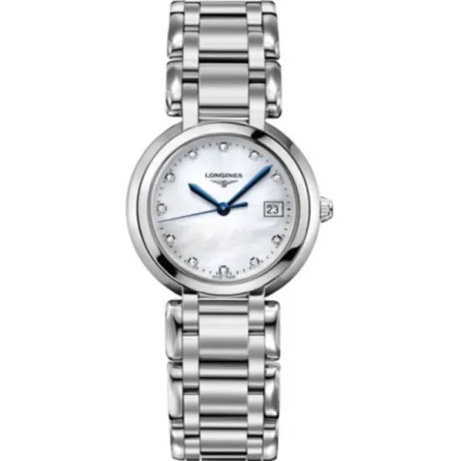 Longines PrimaLuna 30mm esfera nácar con índices de brillantes