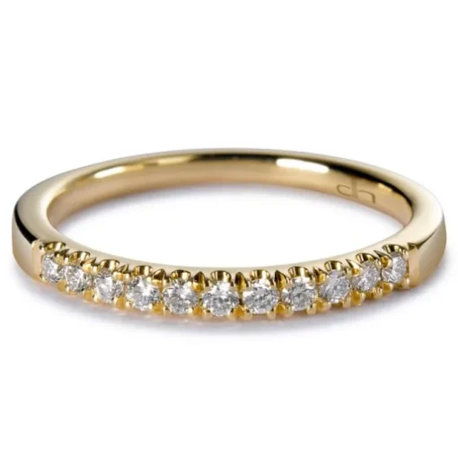 Media alianza de oro amarillo con diamantes en garra 0.18 quilates