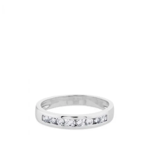 Media alianza de oro blanco con diamantes en carril talla brillante de 0,35 quilates